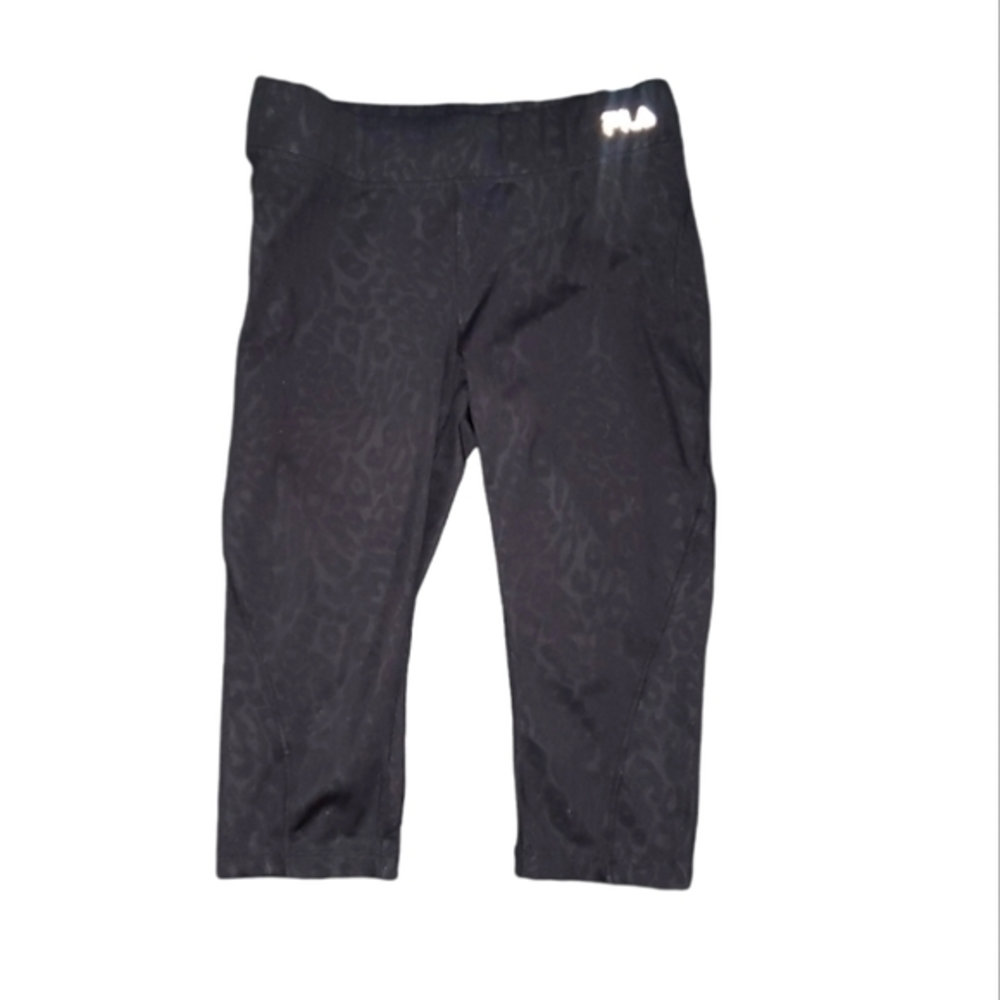 Fila Sport Black Leopard Run Capris Small